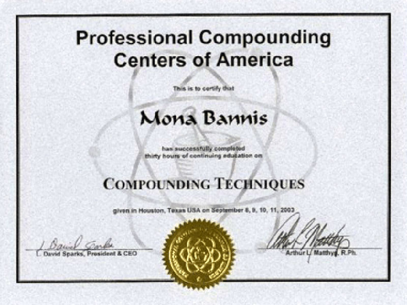 Compounding Certificate 2003